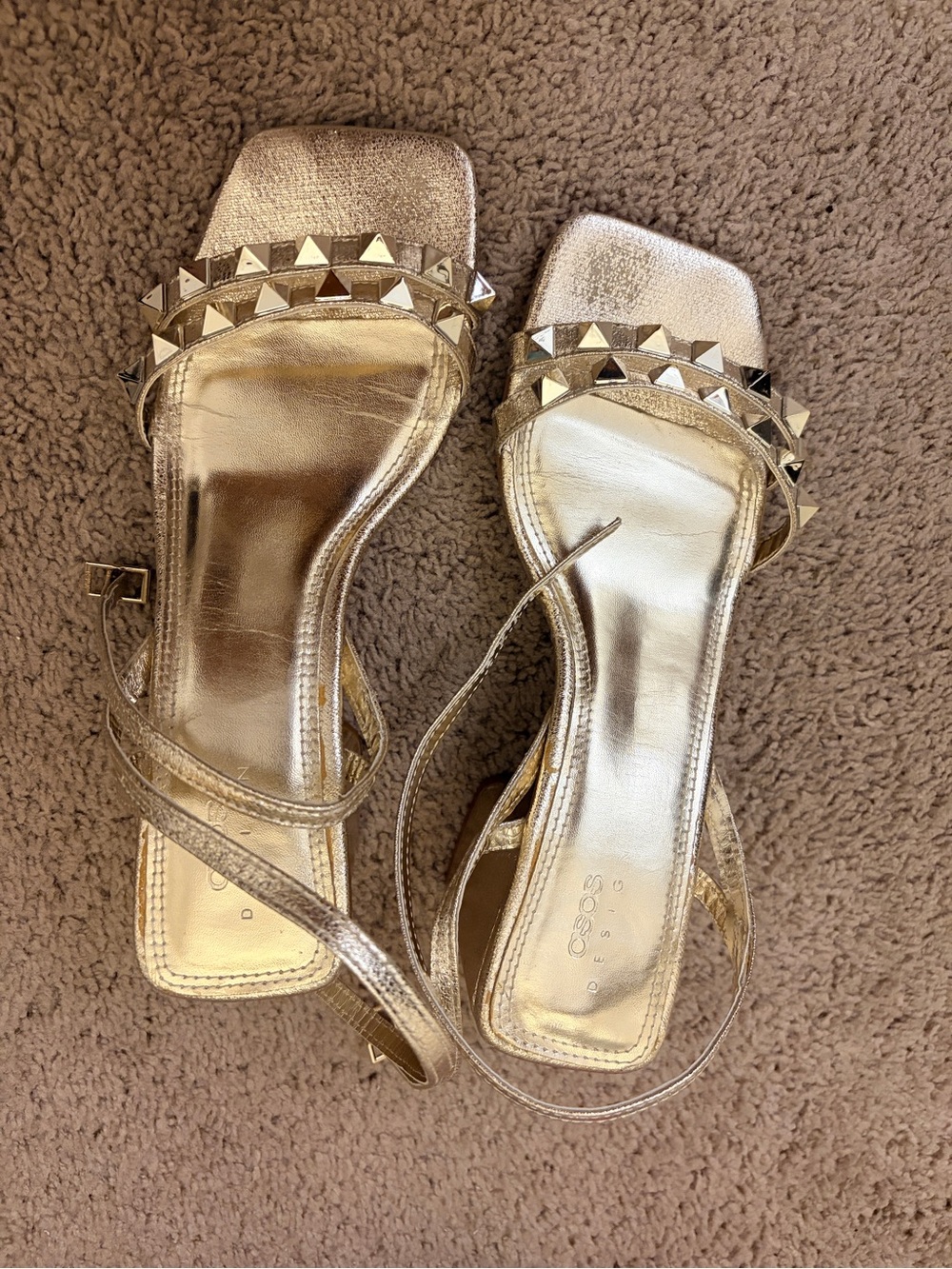 ASOS Gold studded Metallic Strap Sandals